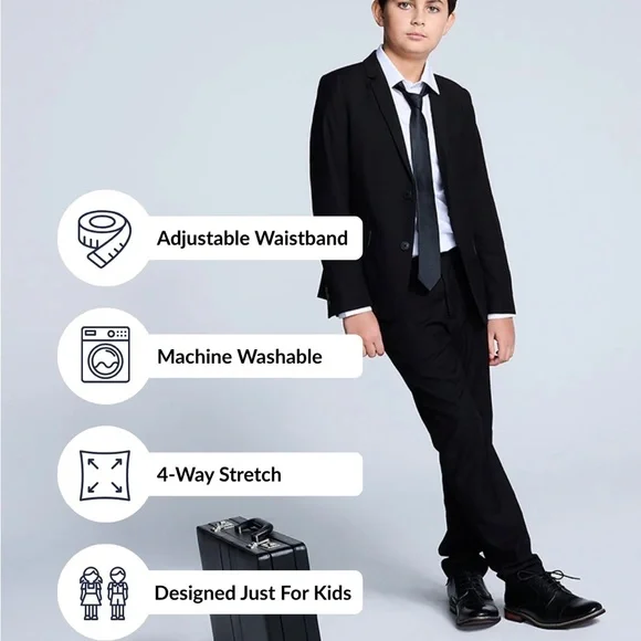 Black Kids Suit with Tie - Picture 2 of 4